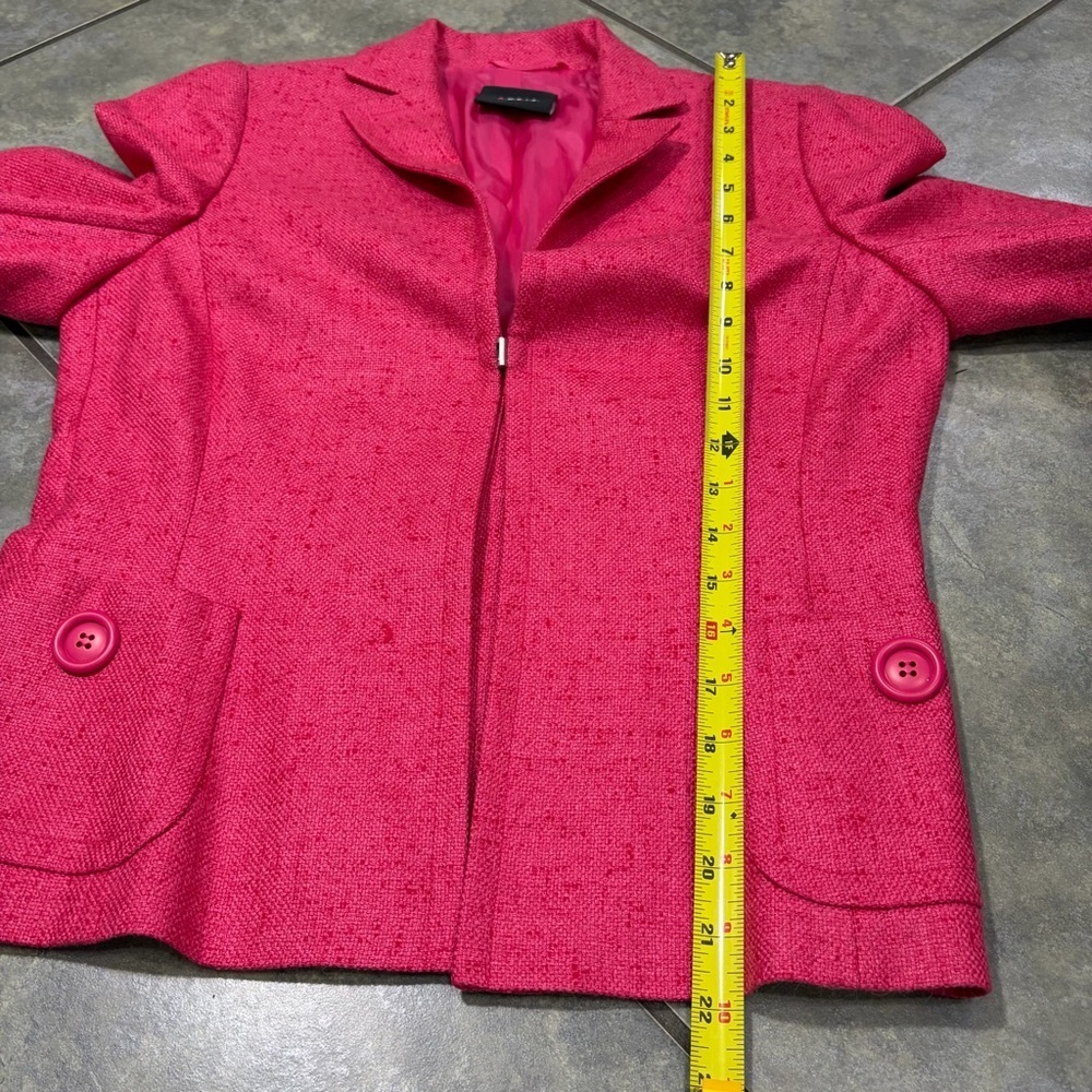 Akris Womens Silk Cashmere Hot Pink Blazer Sz 8 Retro Funky BossWives Event EUC - Picture 14 of 15